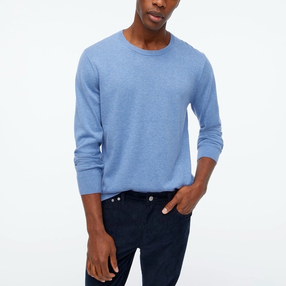 New J. CREW Mens Size 2XL Cotton Crewneck Sweater-Tee in Heather‎ Peri $79 AZ229 - Picture 1 of 4